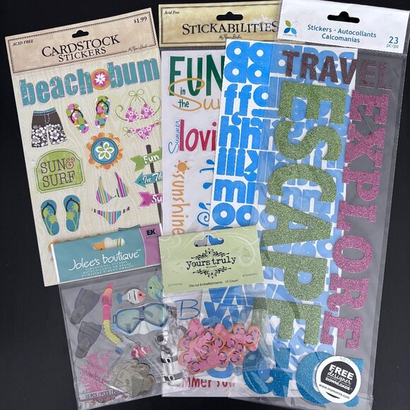 Beach Vacation Bundle of 6 Sticker Packs - Picture 1 of 6